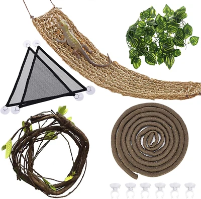 $24.85 • Buy Bearded Dragon Tank Accessories Lizard Large Hammock Jungle Climber Vines Fle...