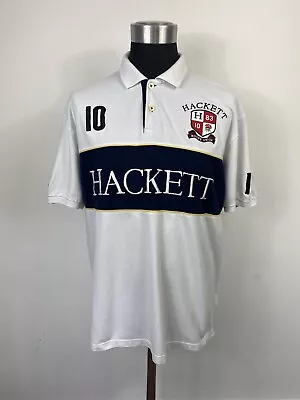 Hackett Mens Rugby Polo Shirt White - Short Sleeve - 2XL • £18