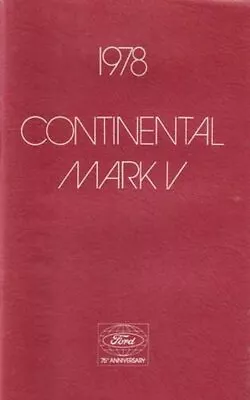 Lincoln Mark V 1978 Maintenance/Owners Manual Book • $33.06