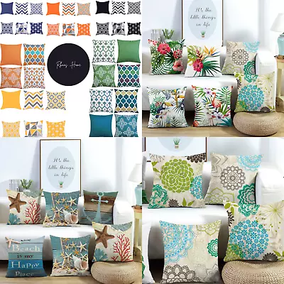 Multiple Geometric Pattern Water Resistant Cushion Cover Indoor Outdoor • £5.79