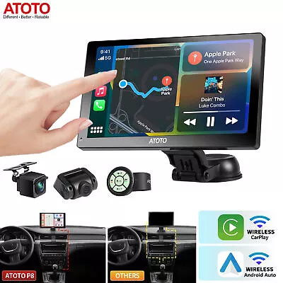 ATOTO P8PR 7  Portable Car Stereo Radio+Double 1080P On-Dash Cam+Remote Control • £172.99