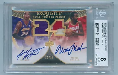 2007-08 UD Exquisite Collection Kobe Bryant Moses Malone Dual Patch Auto /24 BGS • $19999.99