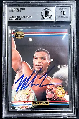 Mike Tyson Signed 1991 Ringlords SAMPLE Card Beckett Auto 10 • $324.99