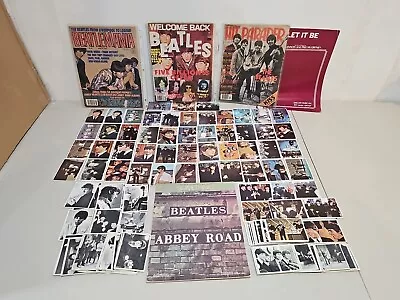 1964 Beatles Topps Color Series Trading Cards Lot Of 134 + 3 Magazines & Lyrics  • $138