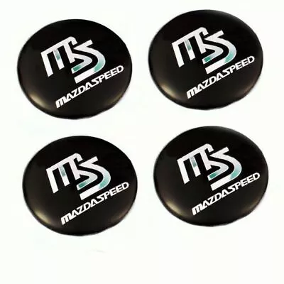 4PCS 56mm Wheel Center Caps Hubcaps Sticker MS MAZDASPEED Emblem For Mazda Black • $10.99