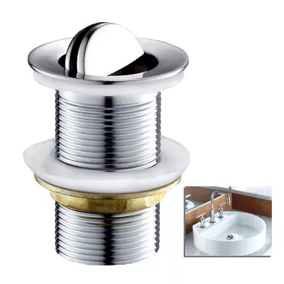 Flip Top Unslotted Basin Sink Waste Swivel Top Plug Chrome Heavy Duty UK STOCK!s • £6.53