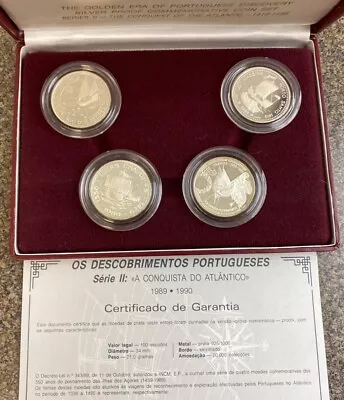 $199 • Buy Silver Proof Coin Set • 4 Beautiful Coins Descobrimentos Portugueses • 1990