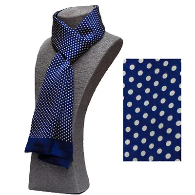 Men's 100 Silk Scarf Cravat Neckerchief Double Layer Silky Smooth Blue • $17.84