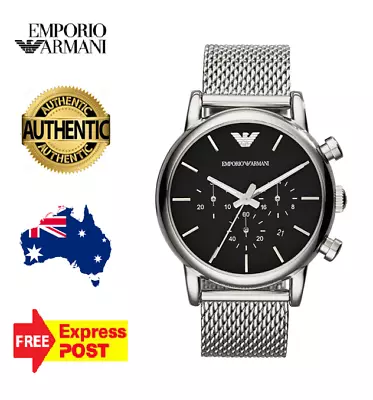 New Emporio Armani Luigi Ar1811 Silver/black Chronograph Mens Quartz Watch  • $239.99