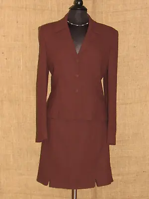 VERTIGO Paris Brown Wool Skirt Suit Blazer Jacket SZ L • $73.95