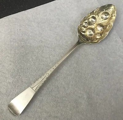 £68 • Buy Ornate Antique Georgian Hallmarked Solid Silver Berry Spoon London 1801 WE WF