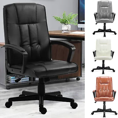 Ergonomic Office Chair Leather Executive Swivel Gaming Computer Desk Chair Home • £49.99