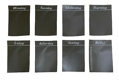 8 Reusable A5 Self Adhesive Stick On Black Boards (Days & Notes) With Chalk • £2.99