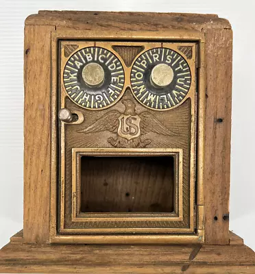 Vtg Handmade Oak Post Office Mail Box Door - Postal Coin Bank Combination Lock • $9.95