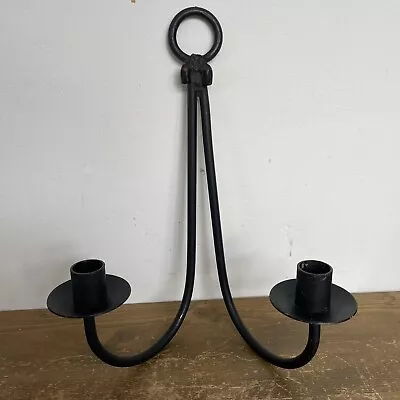 Cast Iron Wall Hanging Candle Holder Black • £12.95