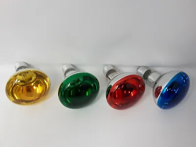 4 Pack 60w ES Screw In E27 R80 Coloured Reflector Bulbs Red Blue Green Yellow  • £13