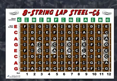 8 String Lap Steel Guitar Chart Poster C6 Tuning Notes Fretboard • $7.99