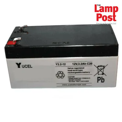 Yucel Y3.2-12V - 12v 3.2Ah 12 Volt 3.2Ah SLA Burglar Intruder Fire Alarm Battery • £19.99