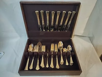 Supreme Cutlery Gold-plated Flatware Service For 8 Gold Silverware Set Korea • $90