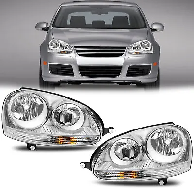 Pair Chrome Halogen Headlights For 2005-2010 VW Volkswagen Jetta Performance  • $165.99