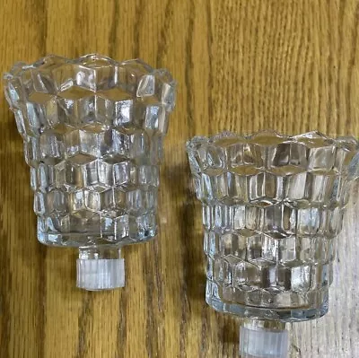 Vintage Clear Glass Paneled Votive Candle Holders Jeg End 3.75 In Tall • $9.90
