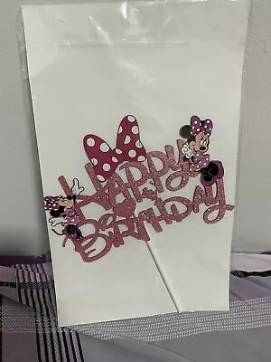 Minnie Mouse Happy Birthday Cake Topper Glitter Party Celebration • $14.99