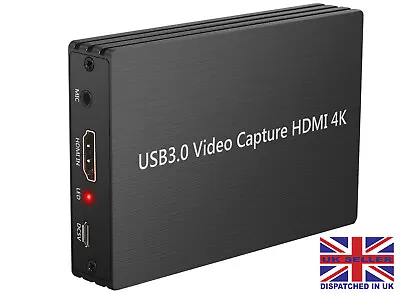 1080P HD 4K 60HZ USB 3.0 HDMI Capture Card Game Converter Mic In Twitch For PS4 • £21.99