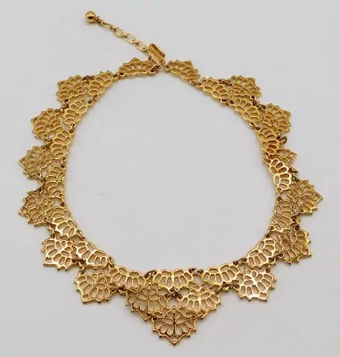 Vintage Trifari Articulated Filigree Delicate Gold Tone Lacey Choker Necklace • $65