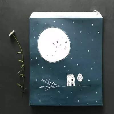 Christmas Party Paper Craft Gift Bags | Navy Blue Night Moon East Of India X50 • £9.15