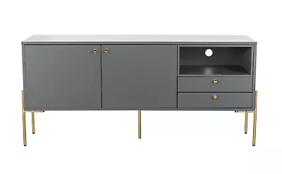 2 Door 2 Drawer Grey & Gold Accents Sideboard W155 X D40 X H75cm LYRA • £589