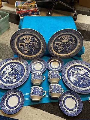 Vintage Churchill England Blue Willow Dinnerware Set • $95