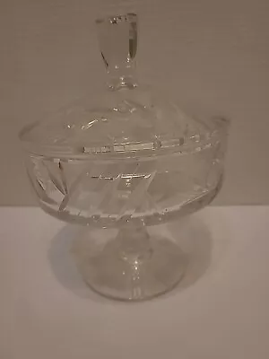 Vintage Cut Glass Compote With Lid Candy Dish • $15