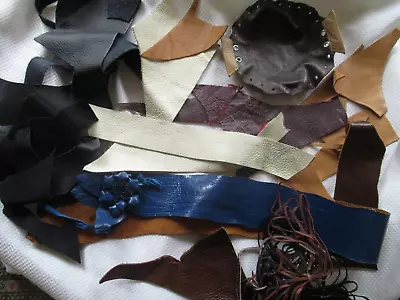 Bundle Of Leather Scraps/offcuts Various Colours & Sizes For Small Projects • $14.95