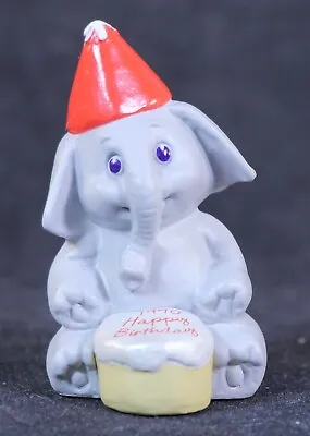 Six (6)1990 Hallmark Merry Miniatures  Happy Birthday  Elephant Plastic Figurine • $6.99