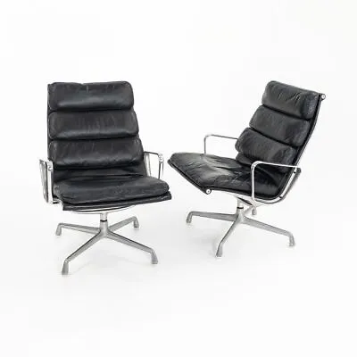 1970s Herman Miller Eames Soft Pad Lounge Chair In Black Leather Model No. EA216 • £1581.32