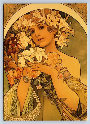 Vintage Postcard Alphonse Mucha FLOWER 2003 Prescogroup Art Card • $5.99