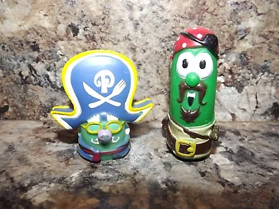 Veggie Tales Pa Grape & Larry The Cucumber  Blue Box Toy 2.5” Played With Condit • $11.99