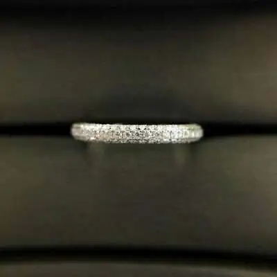 1Ct Micro Pave Diamond Eternity Stacking Simulated Band 14k White Gold Plated • $110.49