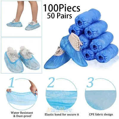 100 Pack Shoe Covers Disposable Waterproof Slip Resistant Non-Slip Protectors XL • $8.83