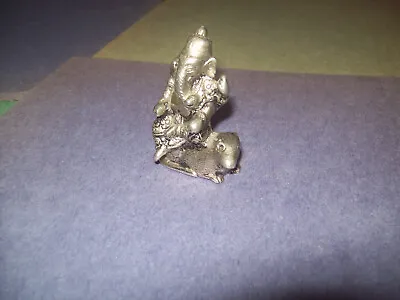 Lord Ganesha Sitting On Rat Elephant God  Metal Figurine • $14.99