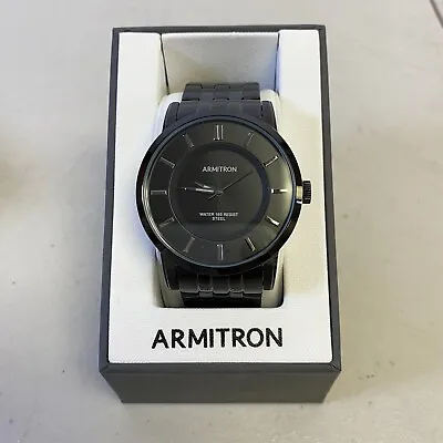 Armitron Men's Bracelet Watch Black Stainless Steel 20/4962TI Round Dial 50M • $20.44