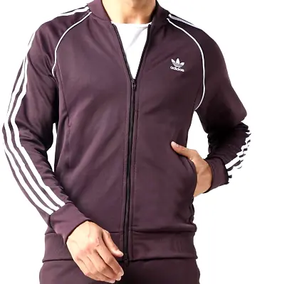 New Mens Adidas Originals Superstar Trefoil Track Jacket ~ Large  #hk7339 Maroon • $64
