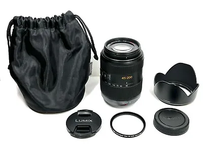 Panasonic Lumix G Vario 45-200mm F/4.0-5.6 Lens + Caps/Hood/Pouch/Filter • £149.95