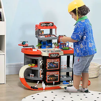 65 Pcs City Garage Playset Children Trolley W/ 6 Mini Racer Cars • $39.99