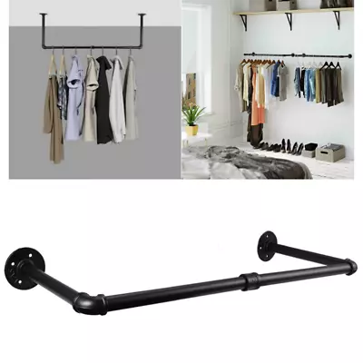 Industrial Pipe Clothing Rack Wall Mounted Clothes Rail Hanging Display Rack UK • £10.90