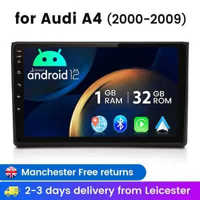 For Audi A4 S4 RS4 B6 B7 Android12 Car Stereo Sat Nav CarPlay Head Unit WIFI SWC • £129.99