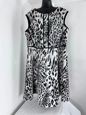 Studio One Women Black/White Acrylic Round Neck Sleeveless Knee Length Dress 3X • $5