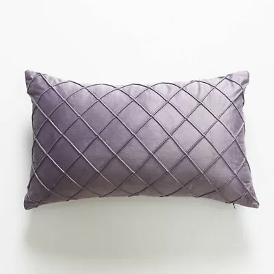 Lumbar Pillow Cover 12x20 Inch Pleated Decorative Soild Velvet Throw Pillow Case • $6.99