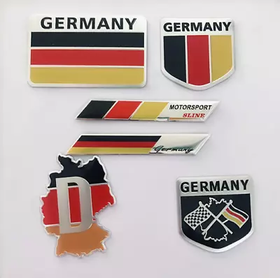 6pcs 3D German Germany Flag Map Car Auto Aluminum Emblems Badges Stickers Decals • $11.39