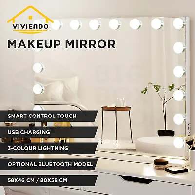 Viviendo Hollywood LED Lighted Makeup Mirror With Dimmable Bulbs White • $129.95